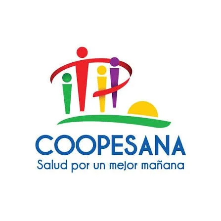 Logo for COOPESANA with colorful stylized people and slogan 'Salud por un mejor mañana'.