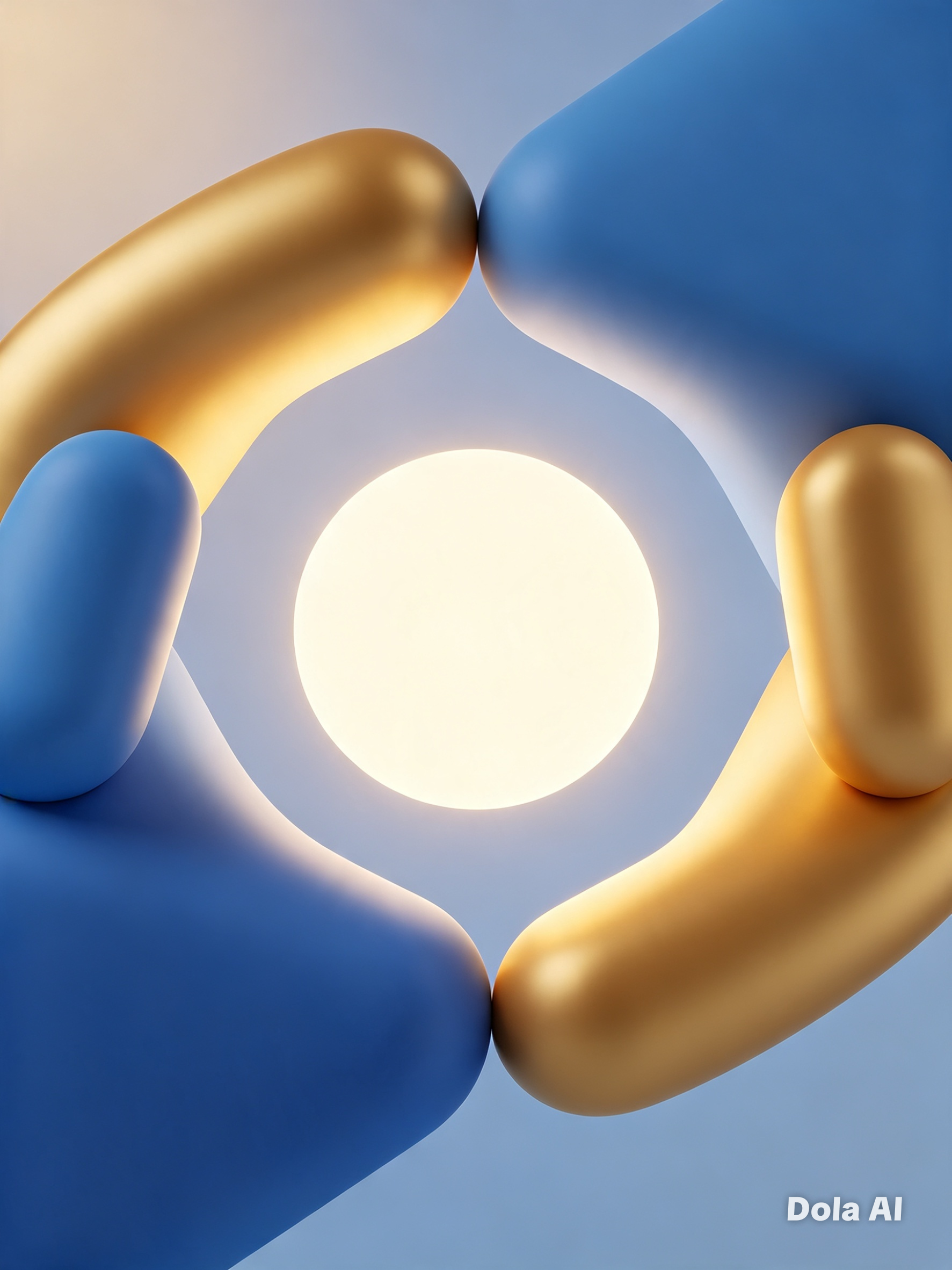 Kingdoms Celebration of Close-up of four balloons in gold and blue being held by hands against a blue sky with the sun in the background.