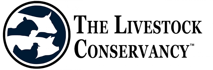 Logo of The Livestock Conservancy with a circular emblem showing a cow, a goat, and a chicken above the organization's name.