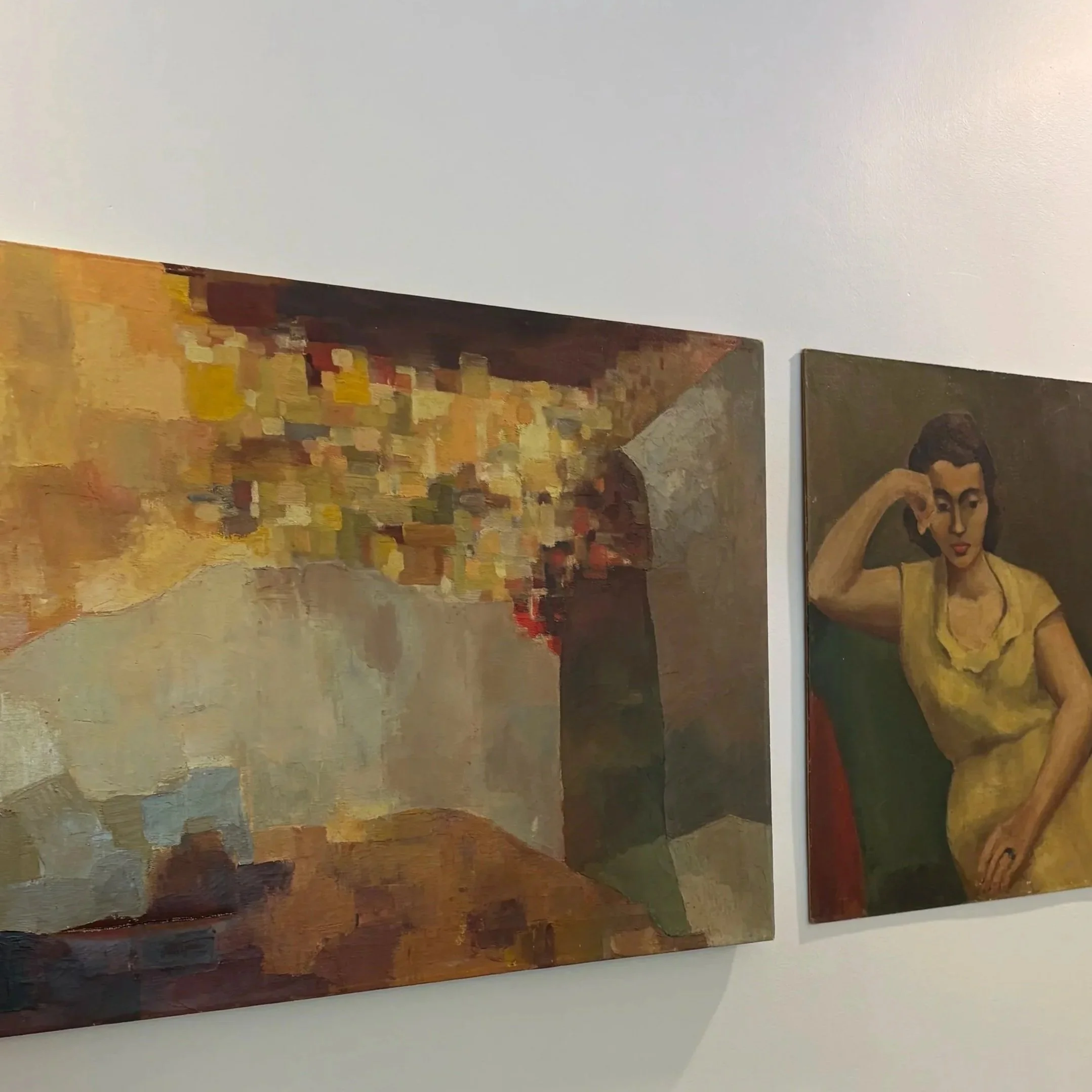 This whole project was a treasure hunt! We found these gorgeous canvas paintings from the 60's in the basement, and made them a focal point
