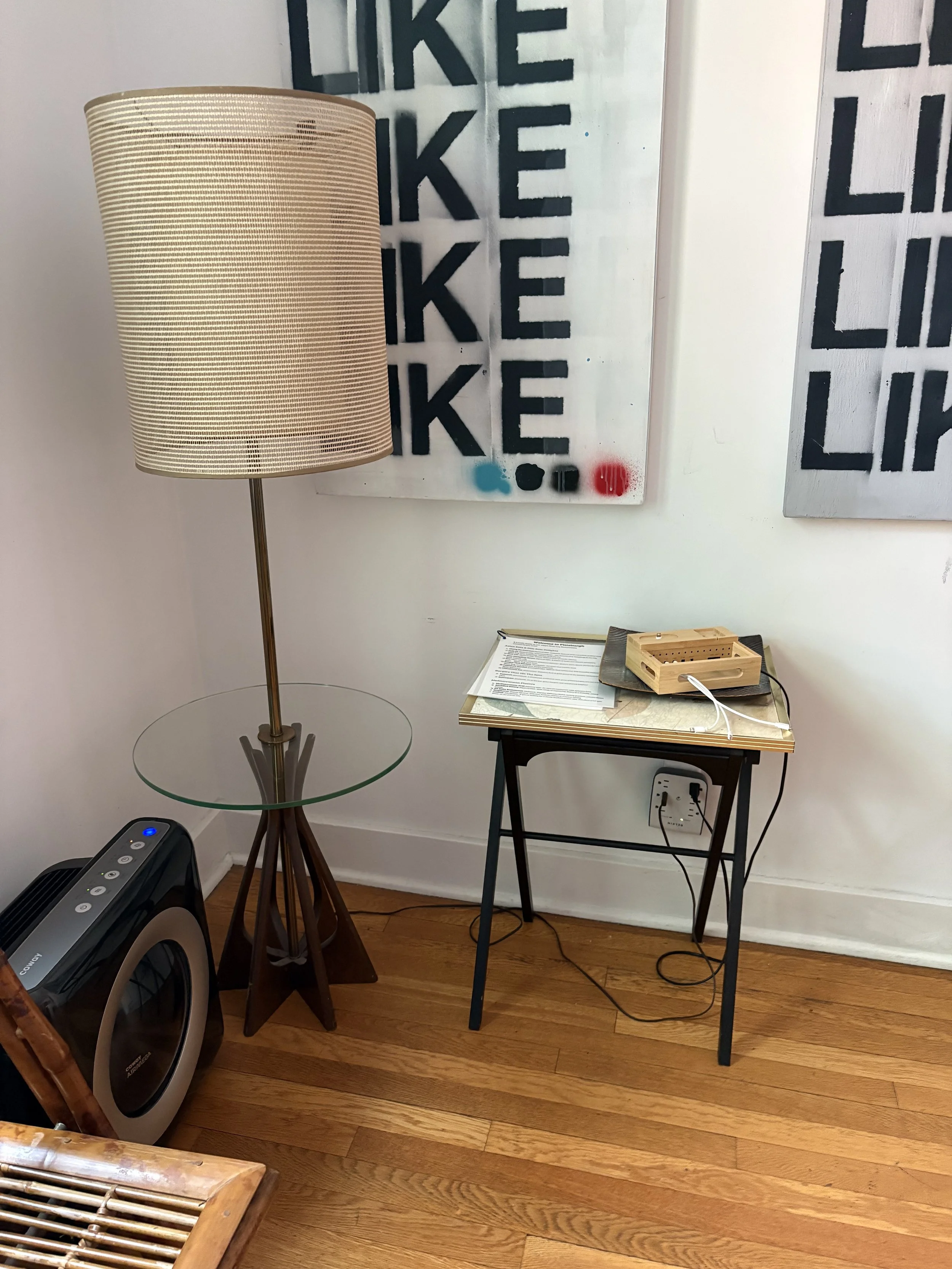 Before: This corner of the dining room served as a charging station for Airbnb guests. But it felt like an afterthought, and needed intention