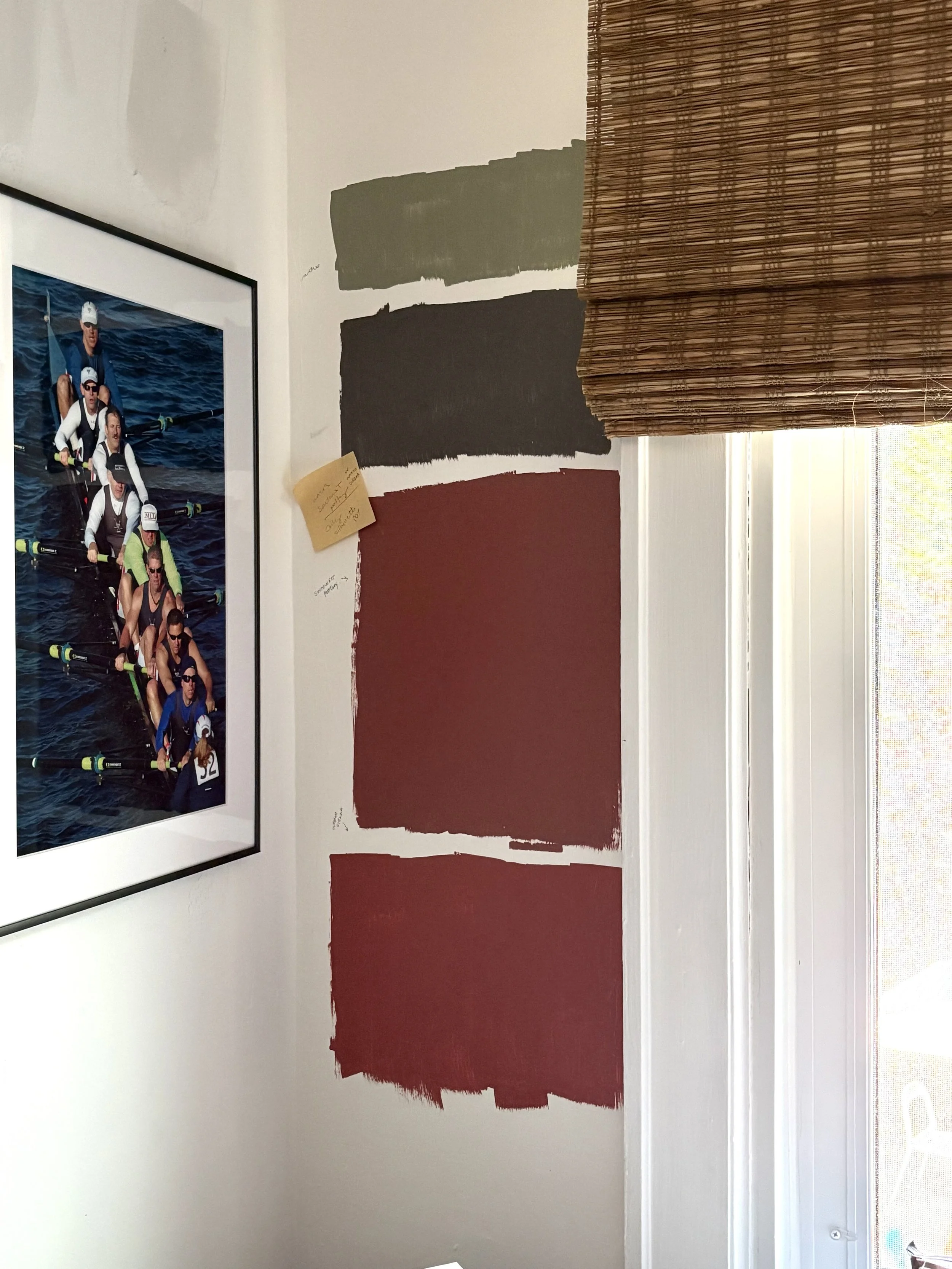 Before: Re-painting was not initially on the table, but we did get to do three rooms in the primary residence. I took inspiration from the foyer wall color, and went with strong, rich hues, to match the vibrance of the artwork 
