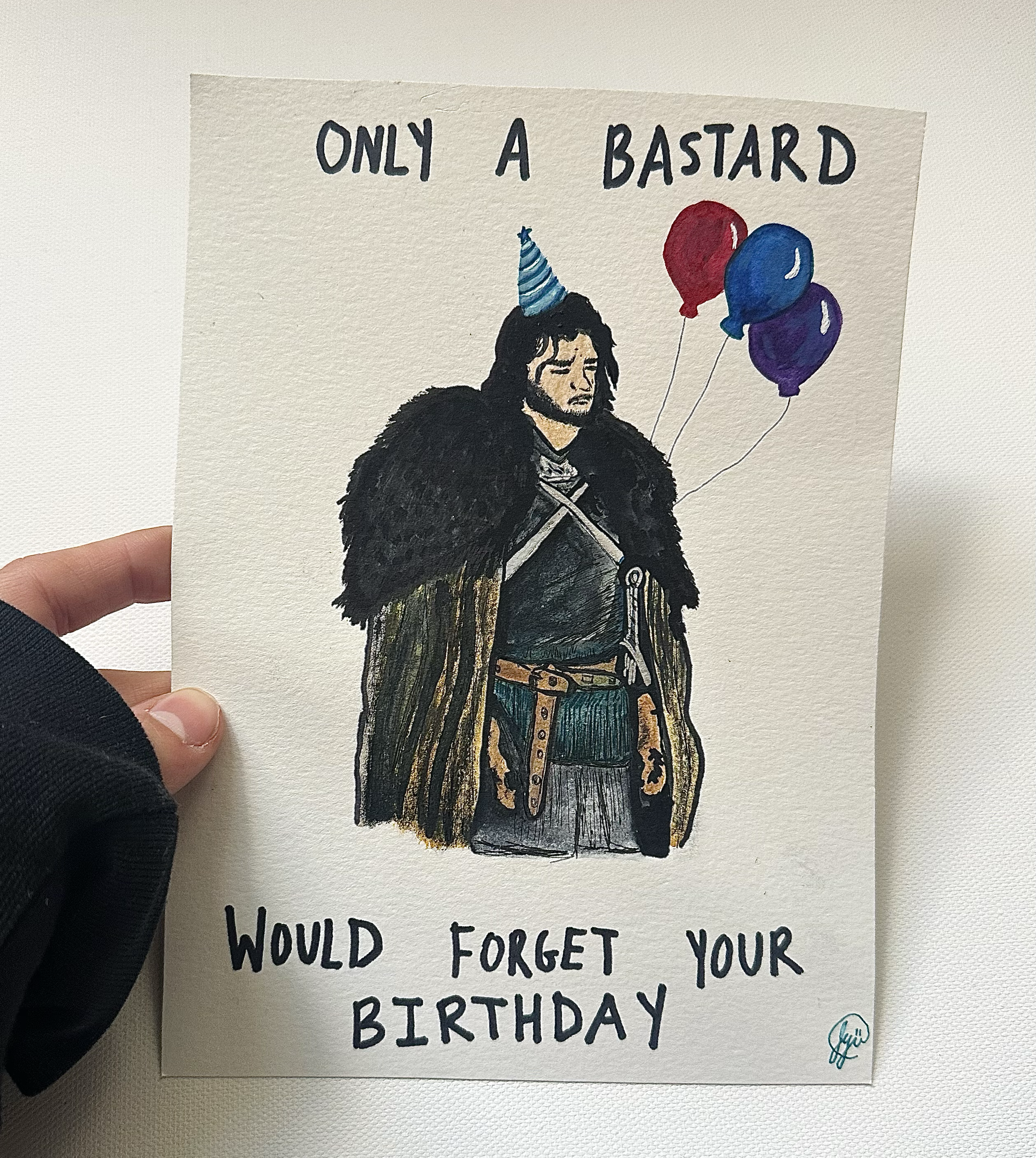Jon Snow Game of Thrones Birthday Card Watercolor 2026
