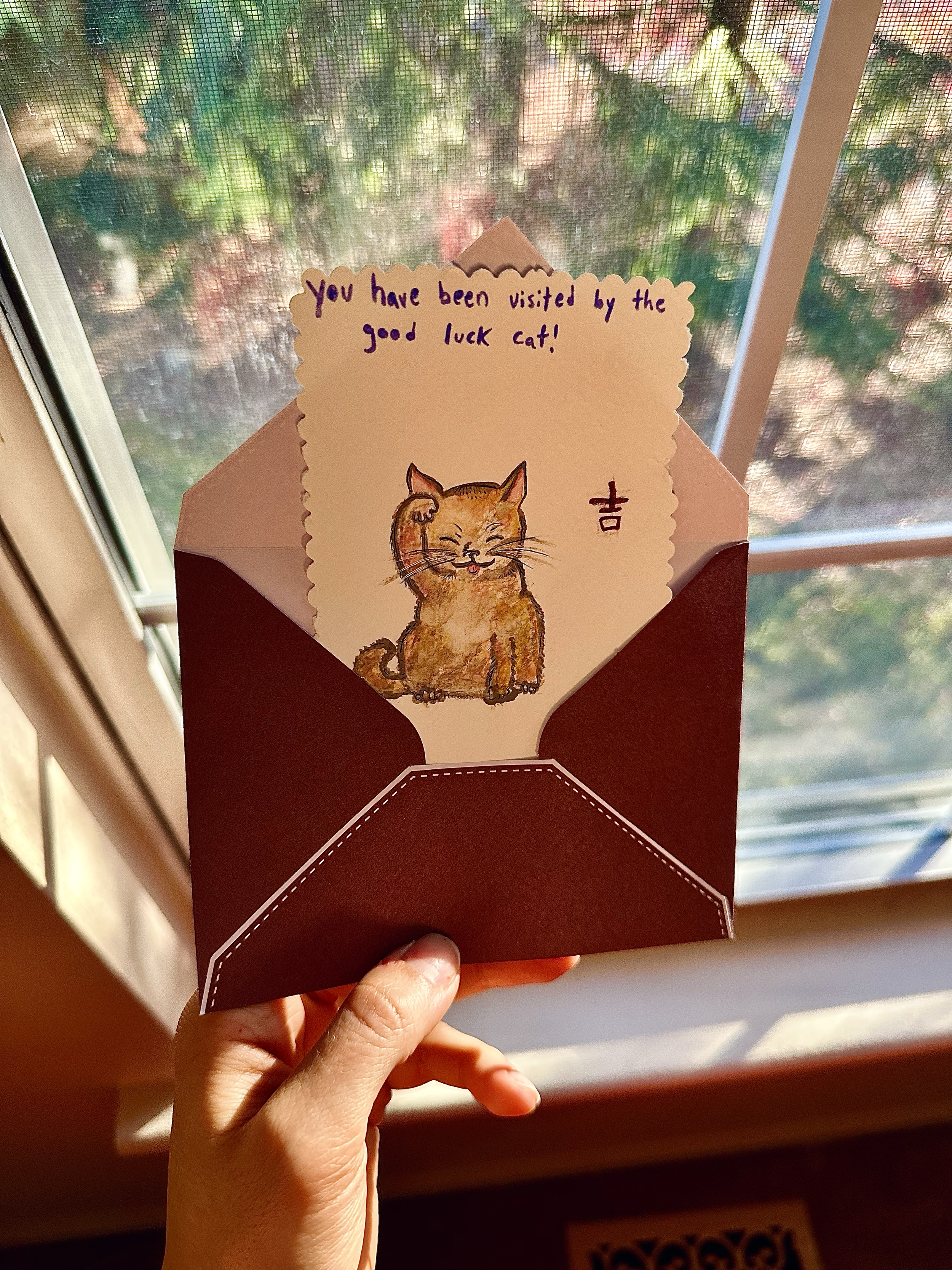 Watercolor Good Luck Cat. November 2025.