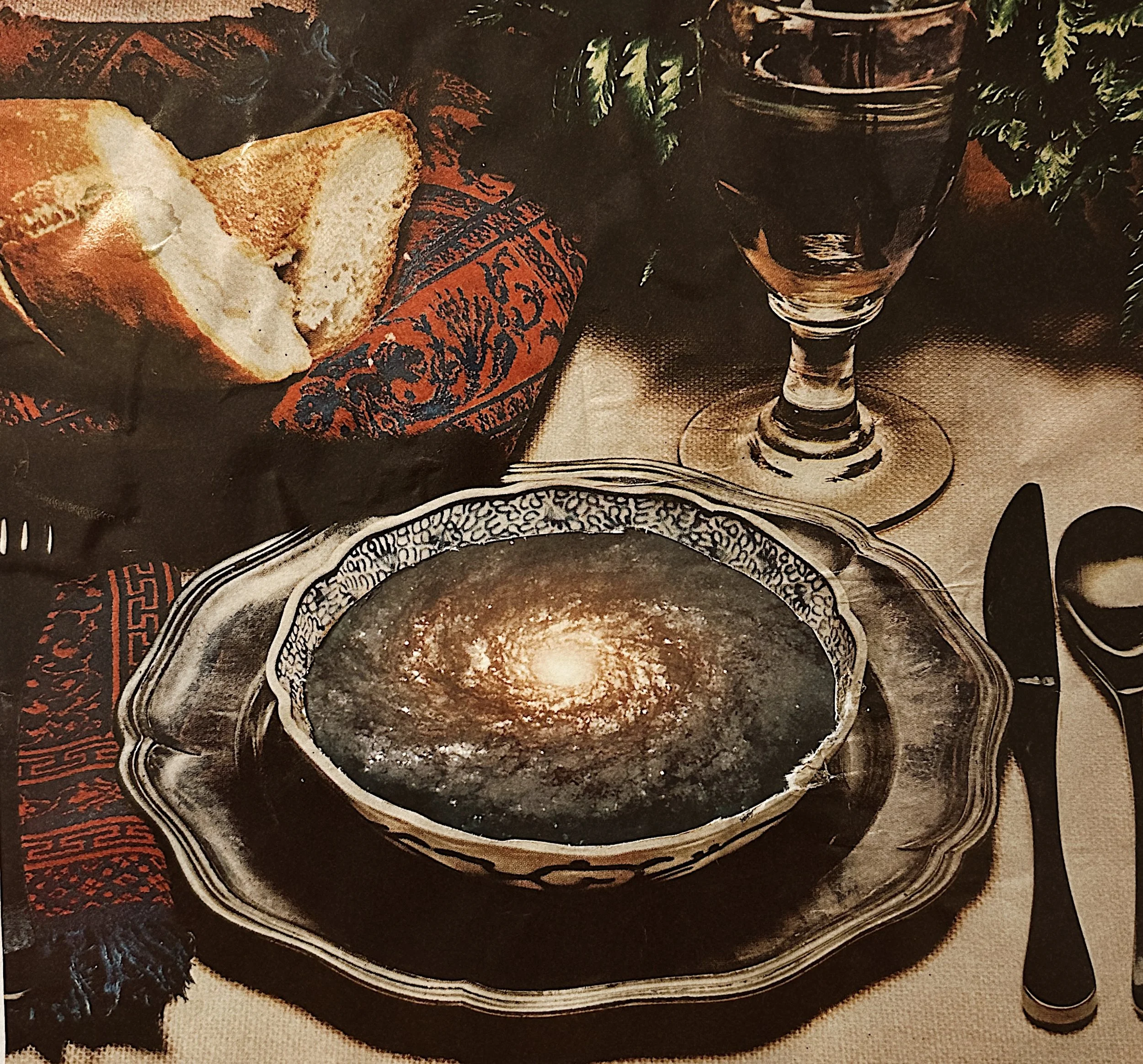 Collage glued 2025. Galaxy Dinner.