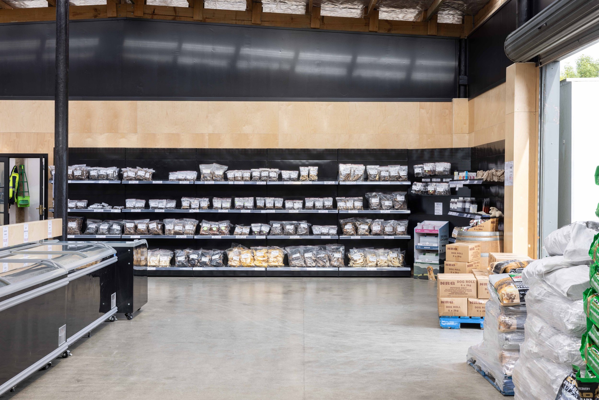 K9 Pet Foods Hastings store with raw food freezers and pet supplies