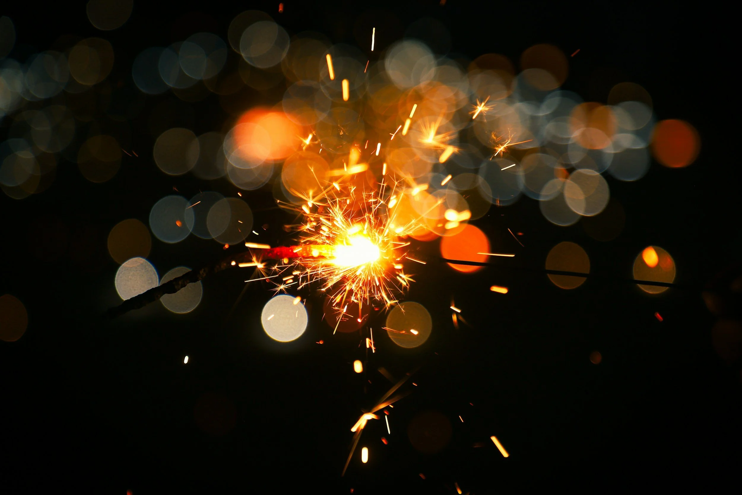 Lit New Year's celebration sparklers.