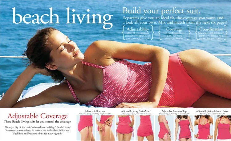 Woman lying on a boat railing near the water, wearing a pink swimsuit with white polka dots, relaxing with closed eyes.