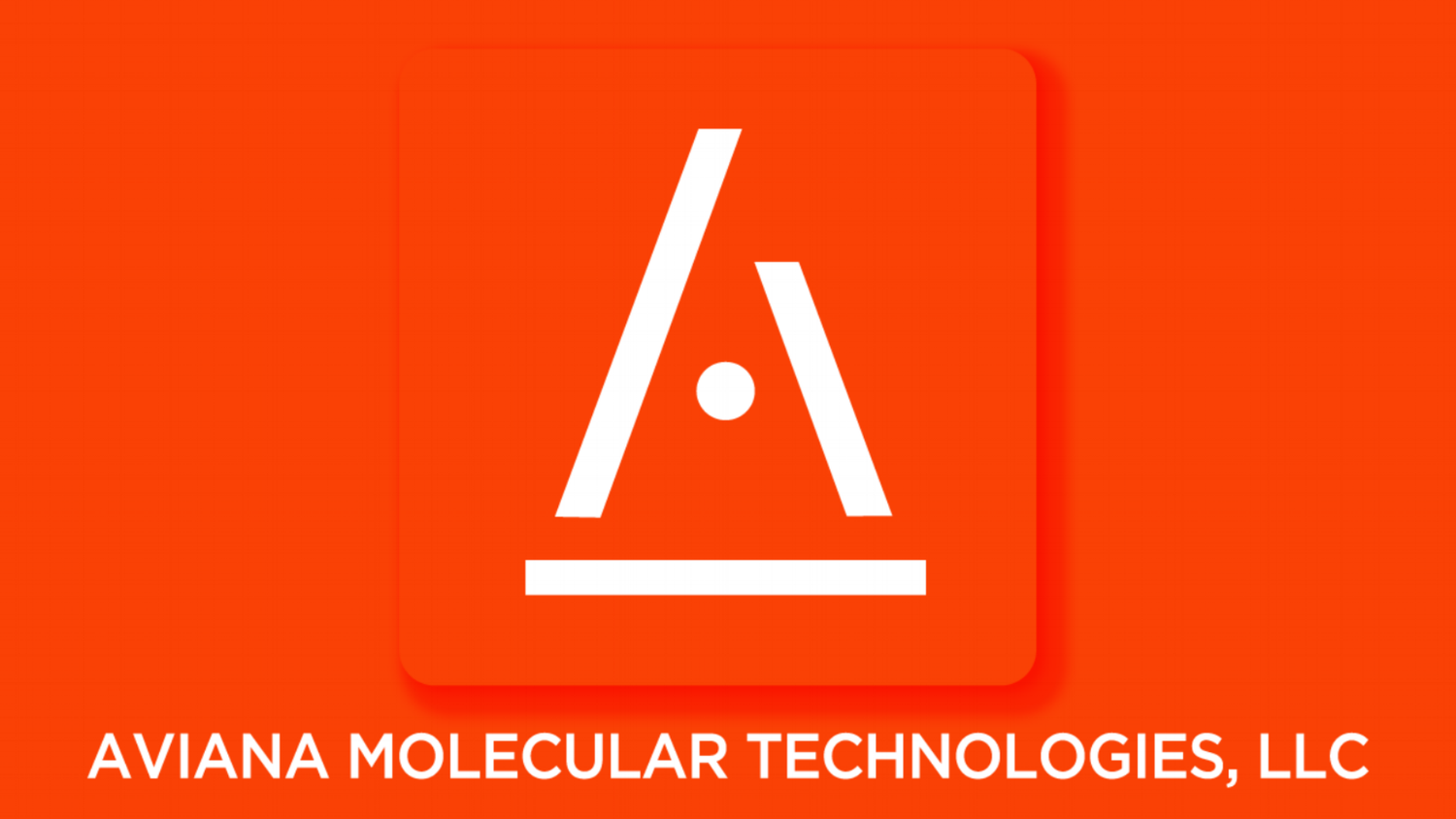 Logo of Aviana Molecular Technologies, LLC, featuring a white stylized letter 'A' with a dot in the center on an orange background.