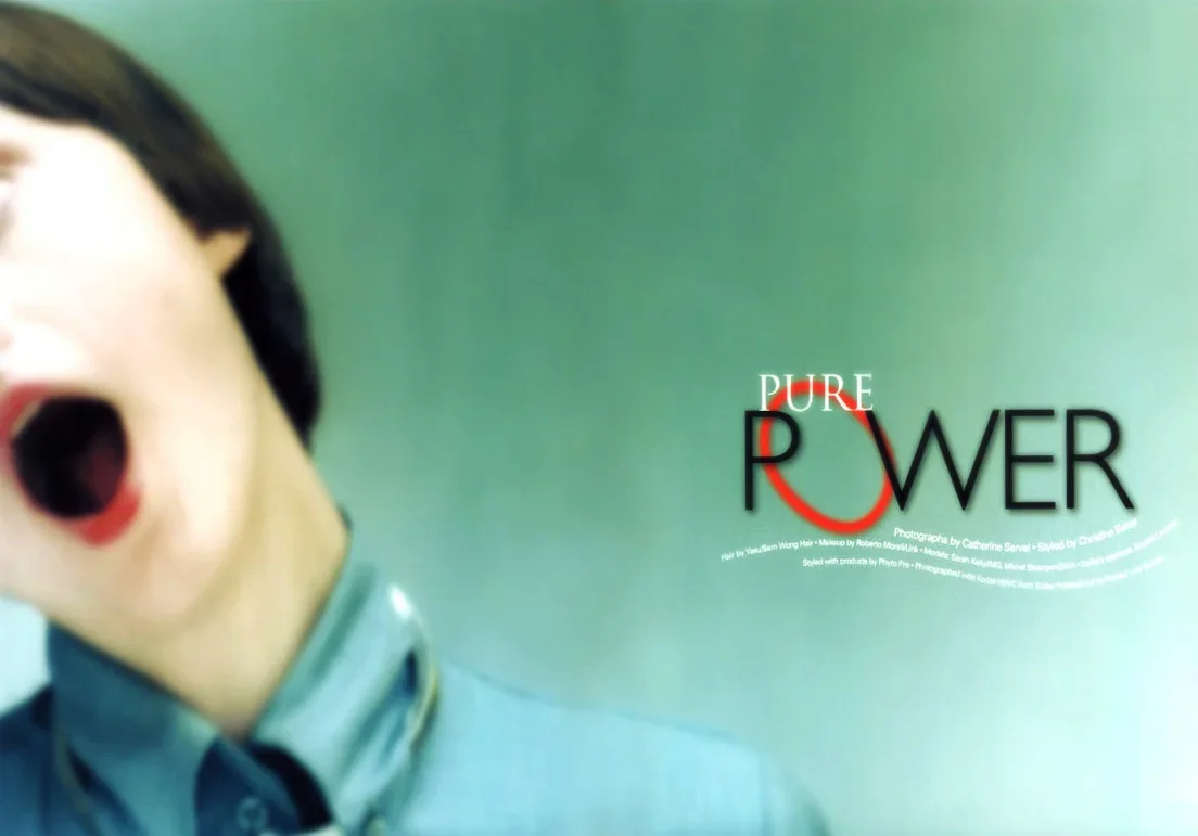 Partially visible person with mouth open in surprise, green background, text reads "Pure Power" with "Power" prominently displayed in black and red.