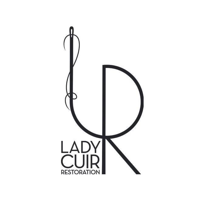 Logo for Lady Cuir Restoration featuring a stylized letter 'L' combined with a needle and thread design.