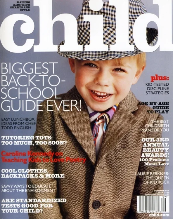 Cover of 'Chil', a magazine for parents and educators, featuring a young boy in a checkered hat and blazer, with headlines about back-to-school guides, parenting tips, and educational strategies.