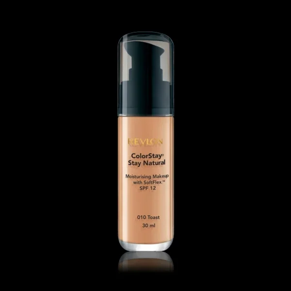 A bottle of Revlon ColorStay Stay Natural Moisturizing Makeup in shade 010 Toast.