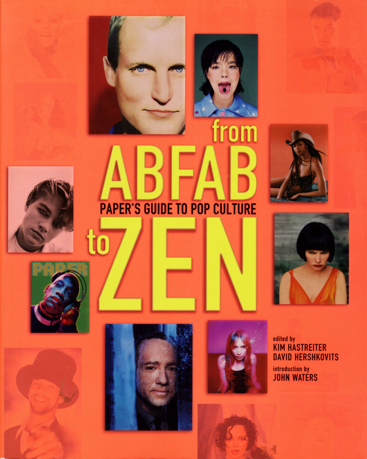 Book cover titled "from ABFAB to ZEN: Paper's Guide to Pop Culture," featuring images of various pop culture icons and celebrities in a colorful collage layout.