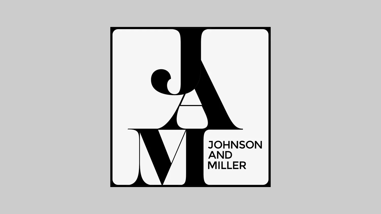 Logo with a large stylized letter 'A' and the text 'Johnson and Miller' beside it.