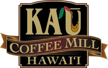 KAU Coffee Mill Hawaii logo with black, gold, green, and red colors