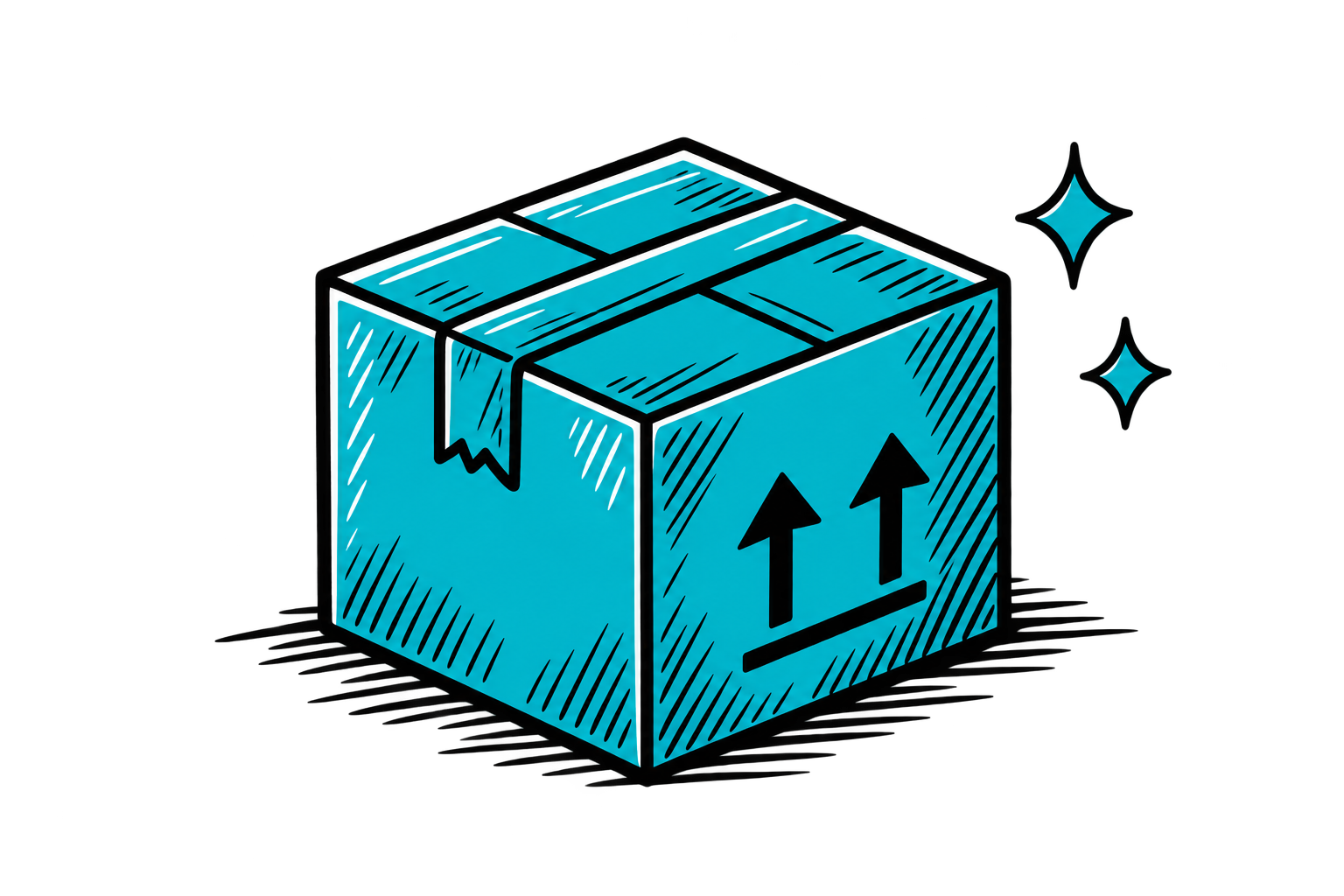Illustration of a moving box with cleaning sparkles
