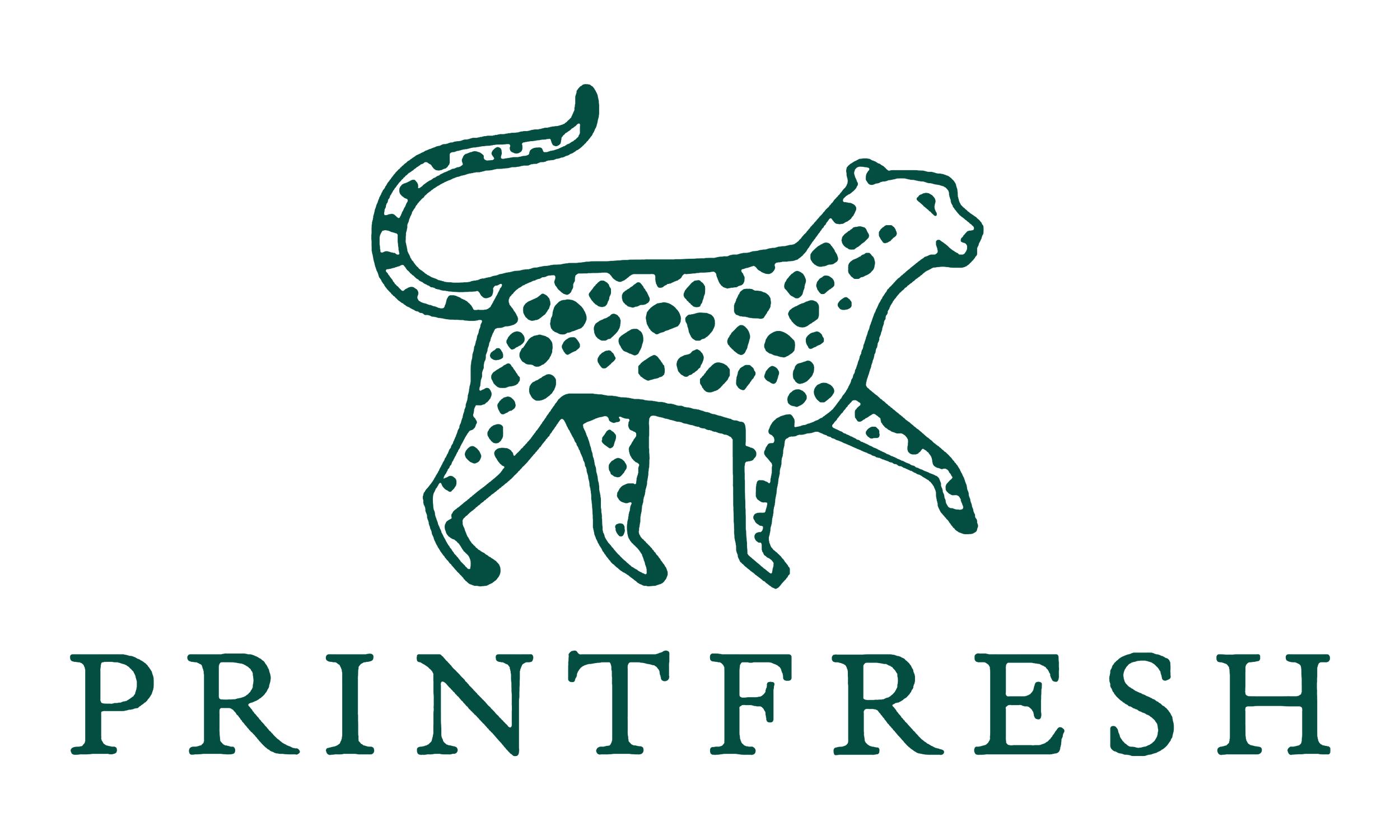 A stylized drawing of a panther made of dots and lines, with the text 'PRINTERFRESH' below it.