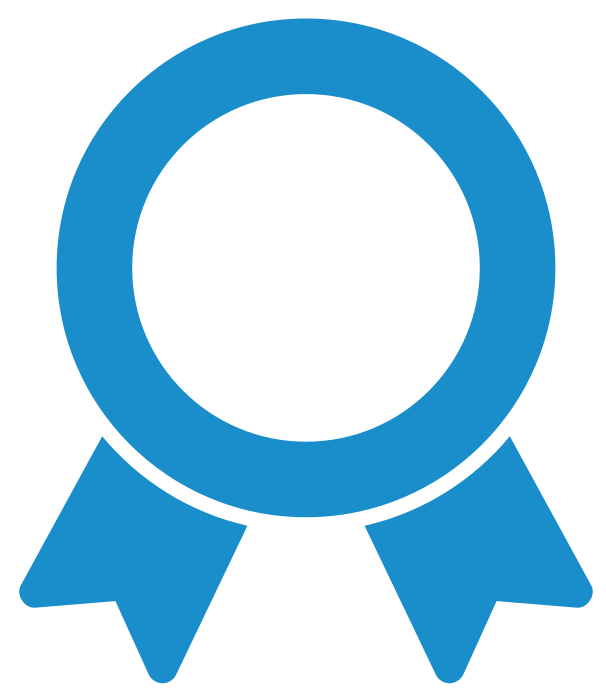 Blue award ribbon badge