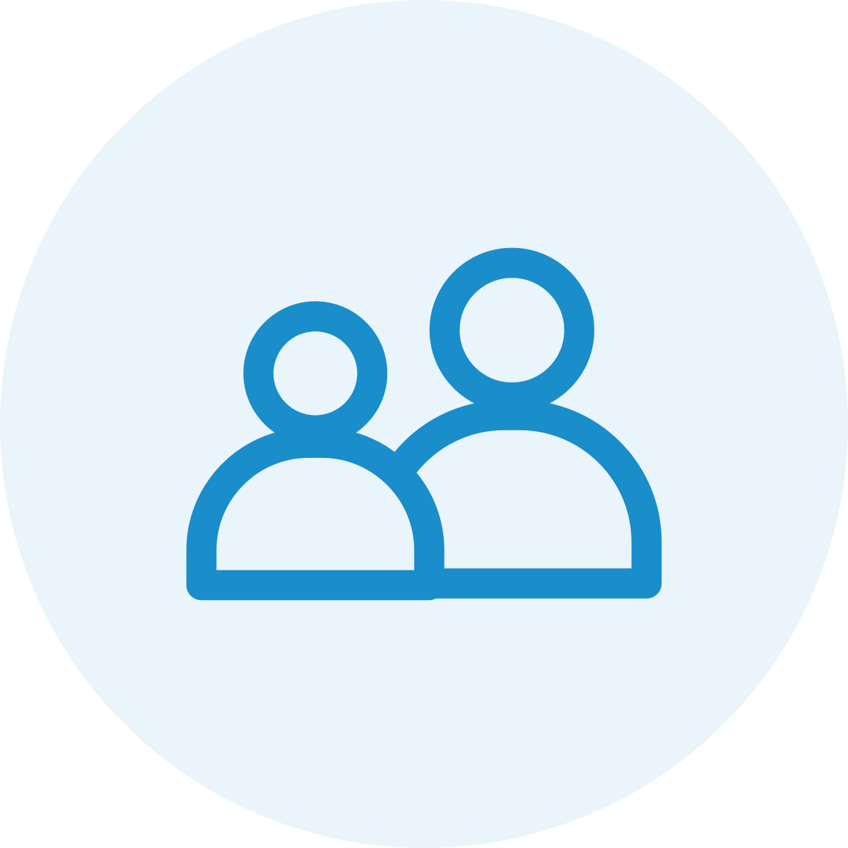 Icon of two people, one larger and one smaller, representing a user or group.