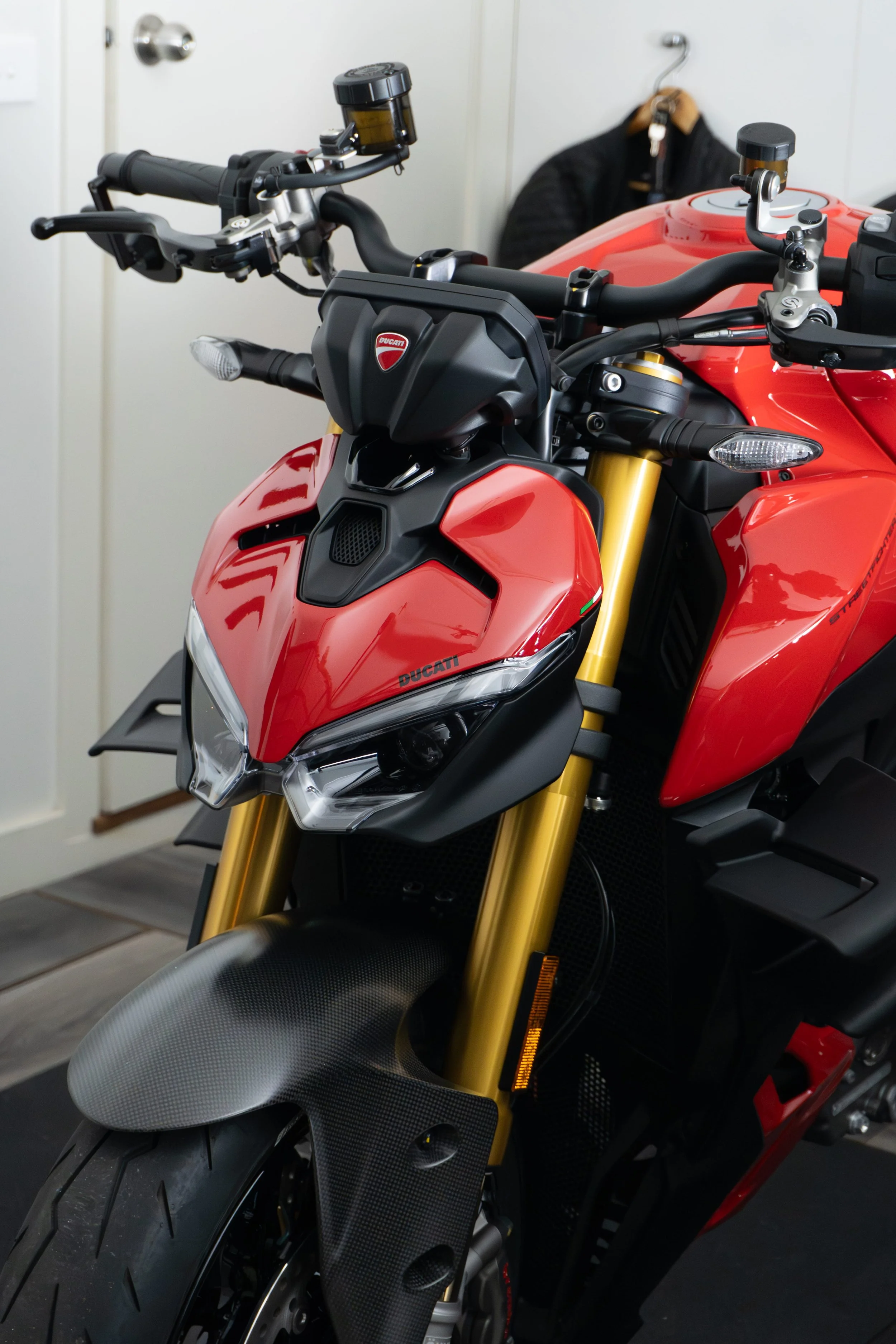 Close-up of a Ducati V2S motorcycle after completion of the curated detailing package in Cheltenham, Melbourne.