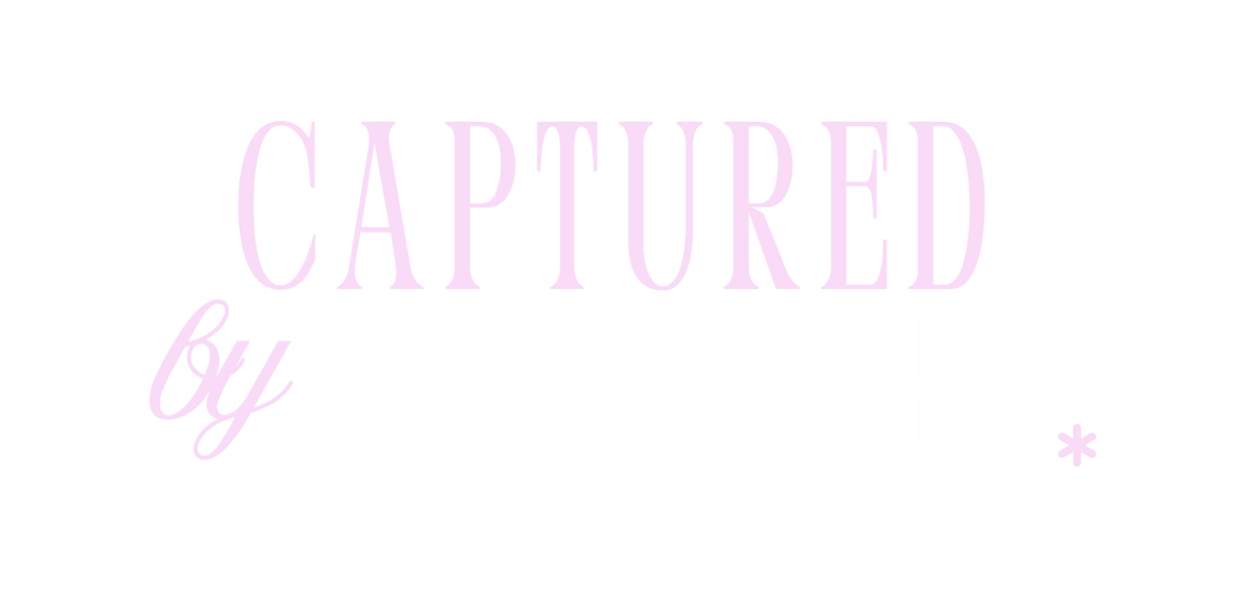 Pink and white text that says "CAPTURED" with a small pink asterisk at the bottom right.