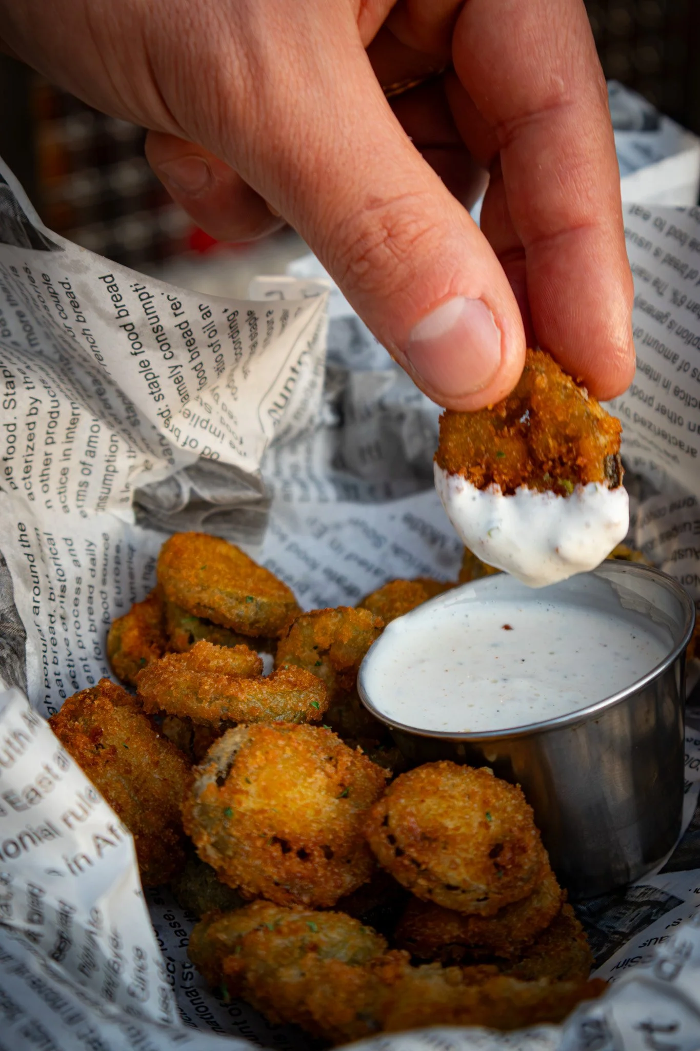 The Hangout cawboy candy signature dish, fried jalapeño with ranch dip