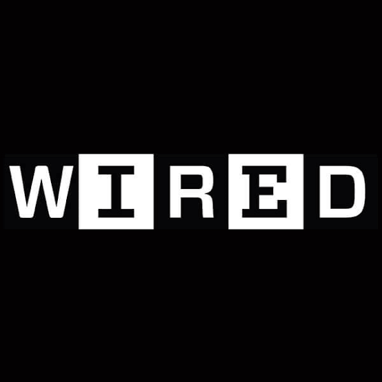 The word 'WIRED' written in white capital letters with the letters 'I', 'R', and 'E' enclosed in black boxes on a black background.