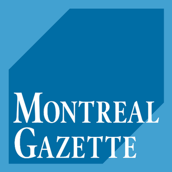 Logo of Montreal Gazette featuring a blue geometric shape with white text