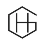 Black and white logo featuring a hexagon with the letter 'H' inside.