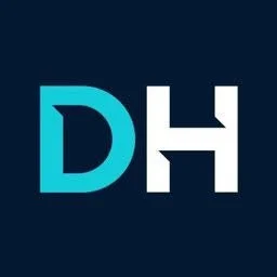 Logo with the letters 'D' in blue and 'H' in white on a dark background.