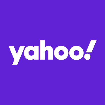 Yahoo logo on a purple background