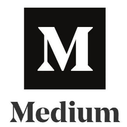 A black square with a large white letter 'M' in the center, and the word 'Medium' written underneath.