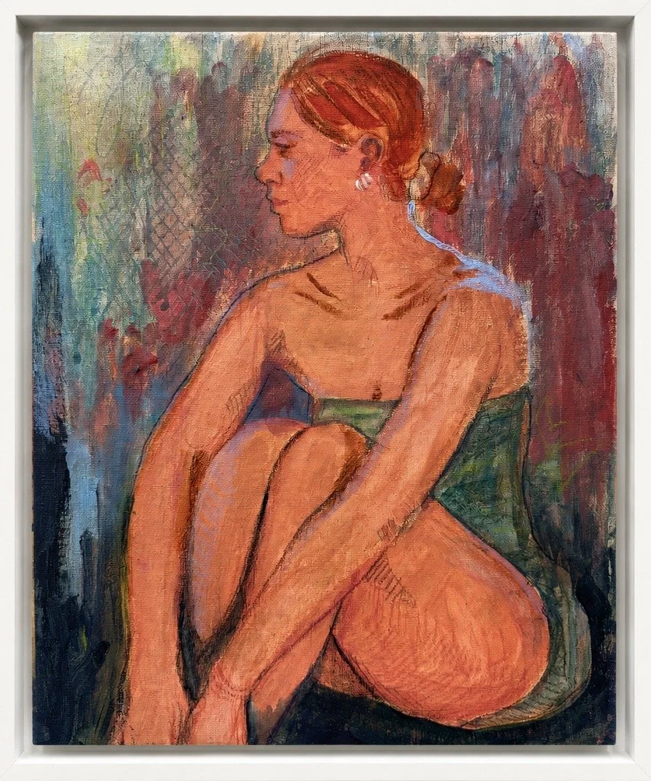 Pondering Girl. 14 x 11 in. Acrylic and color pencil on canvas board