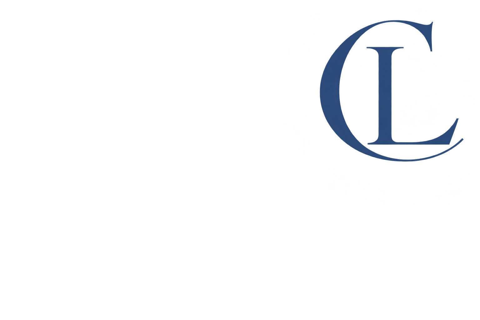 The logo of Crawford Ledger Co. that features a large blue C and and L in the middle opening of that C. Crawford Ledger Co. offers bookkeeping services nationwide.