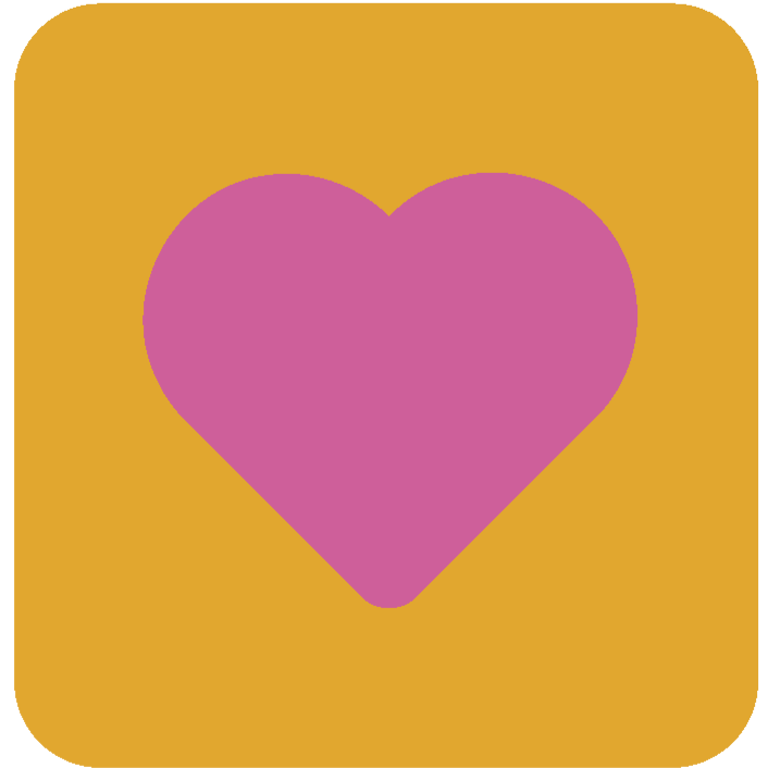 Pink heart on a yellow background.