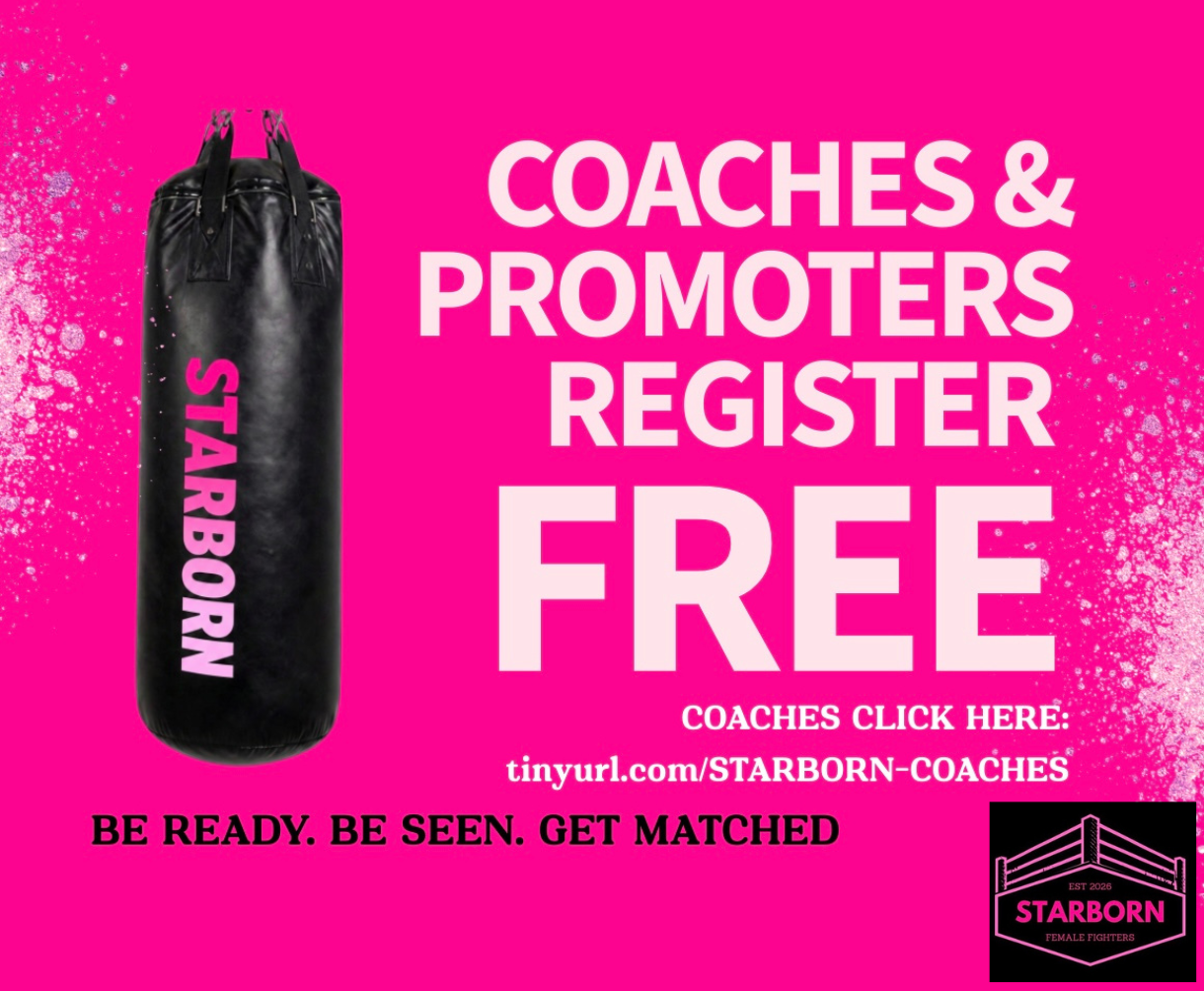 Join Starborn free and connect your female fighters with suitable fights, sparring partners, promoters and events across NSW.