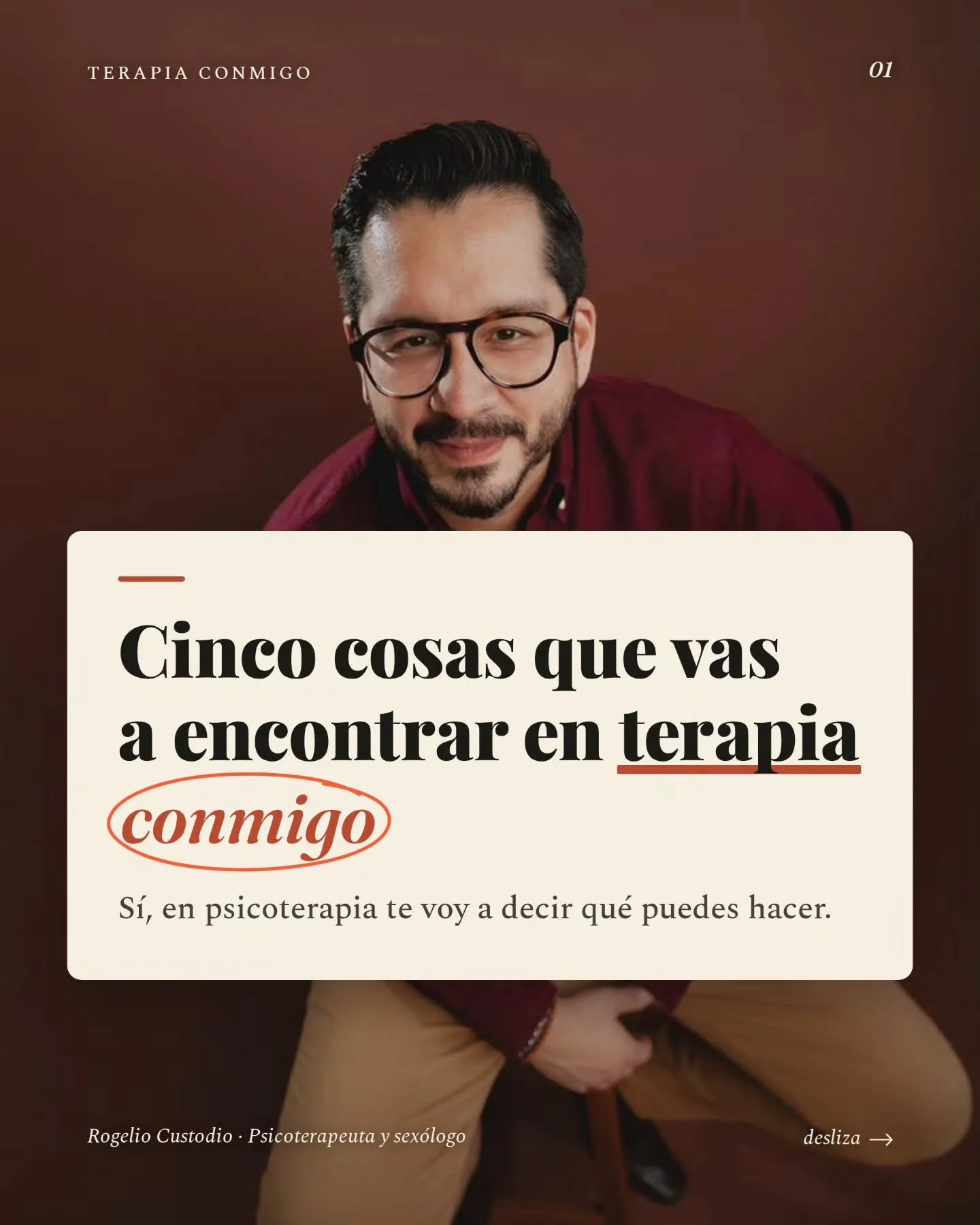 Si vienes a terapia conmigo, no te voy a dejar solo con la pregunta de qu&eacute; hacer. Te voy a dar propuestas concretas para probar, y despu&eacute;s las revisamos: qu&eacute; funcion&oacute;, qu&eacute; no, qu&eacute; le cambiamos. No son consejo