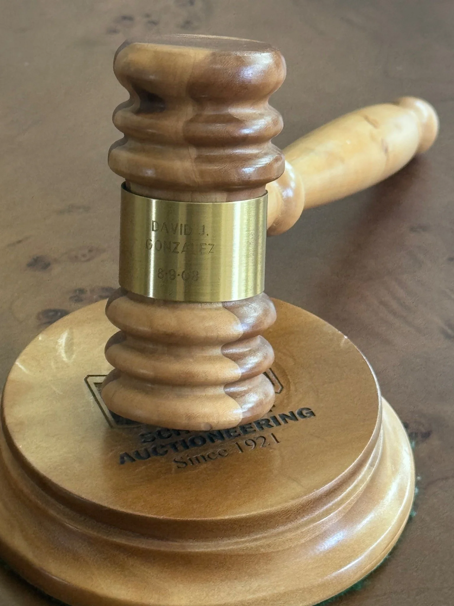 David Joseph Auctions gavel representing a family tradition in the auction profession.
