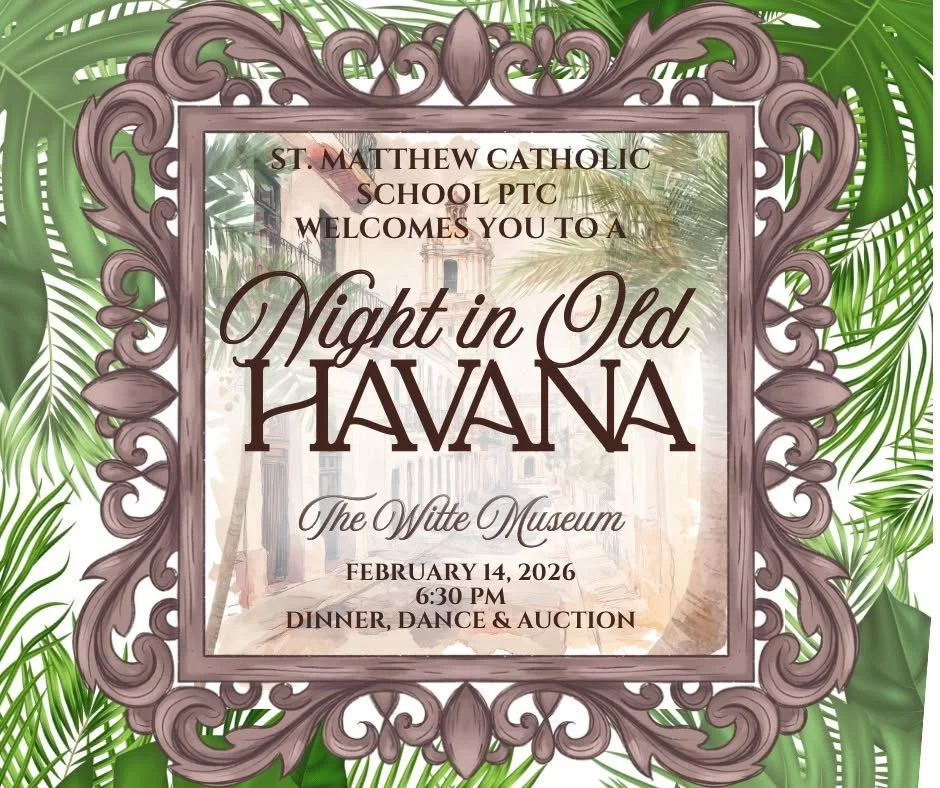 Invitation to the St. Matthew Catholic School “Night in Old Havana” benefit dinner, dance, and auction.
