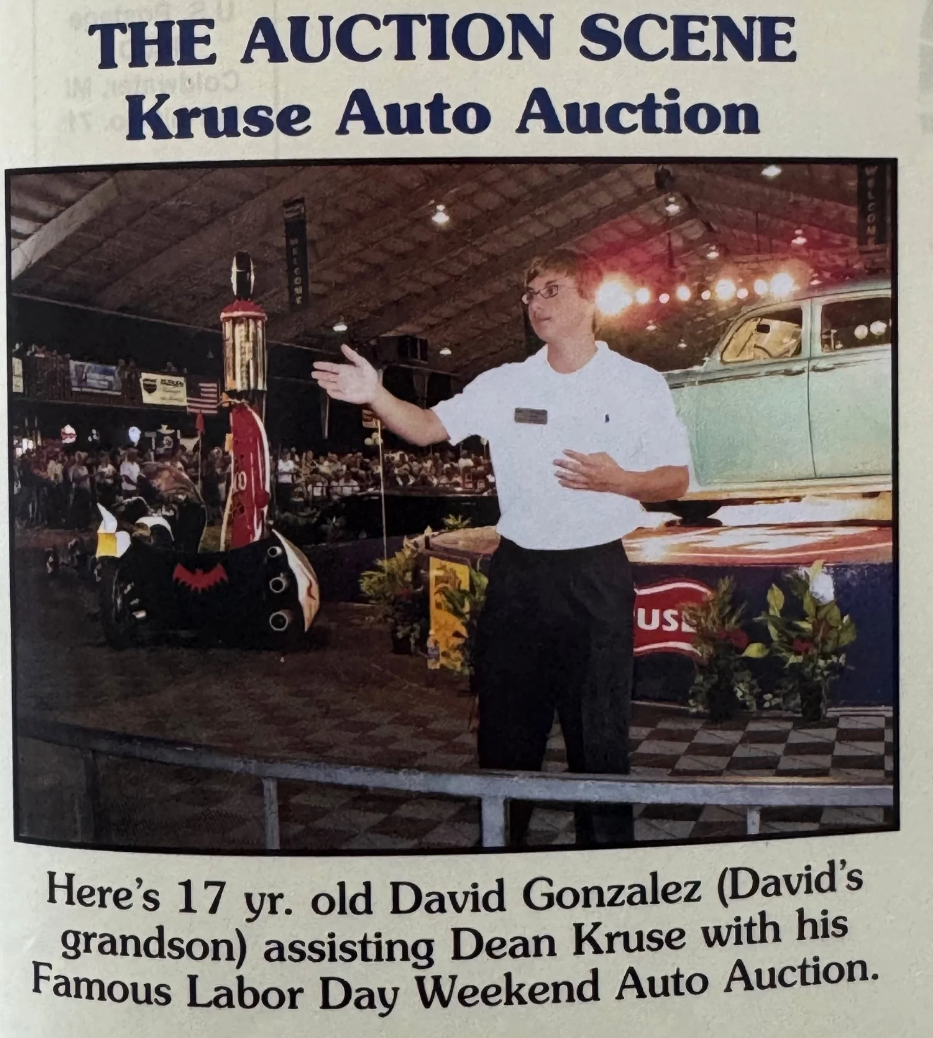 Early days behind the gavel: working the Kruse Labor Day Auction at age 17, shortly after graduating from auction school.