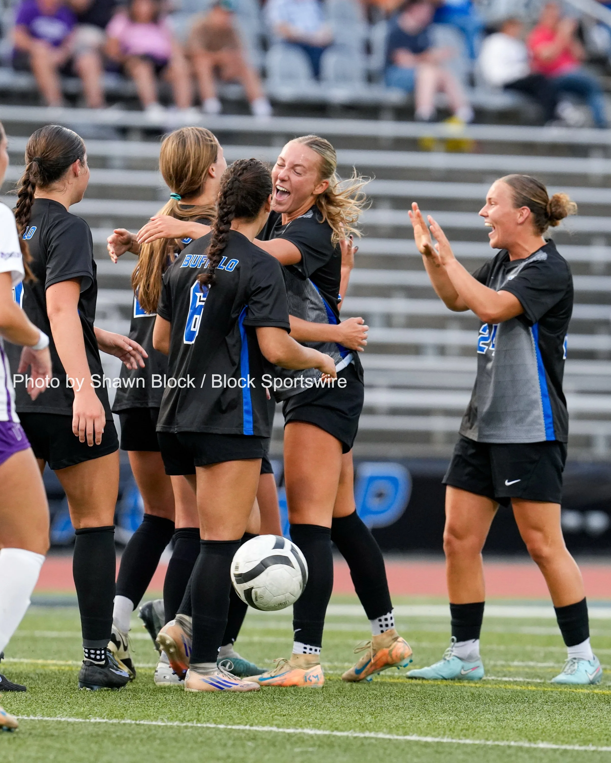 Buffalo women's soccer win their home opener  on August 12, 2026.

(Photo by Shawn Block / Block Sportswire)