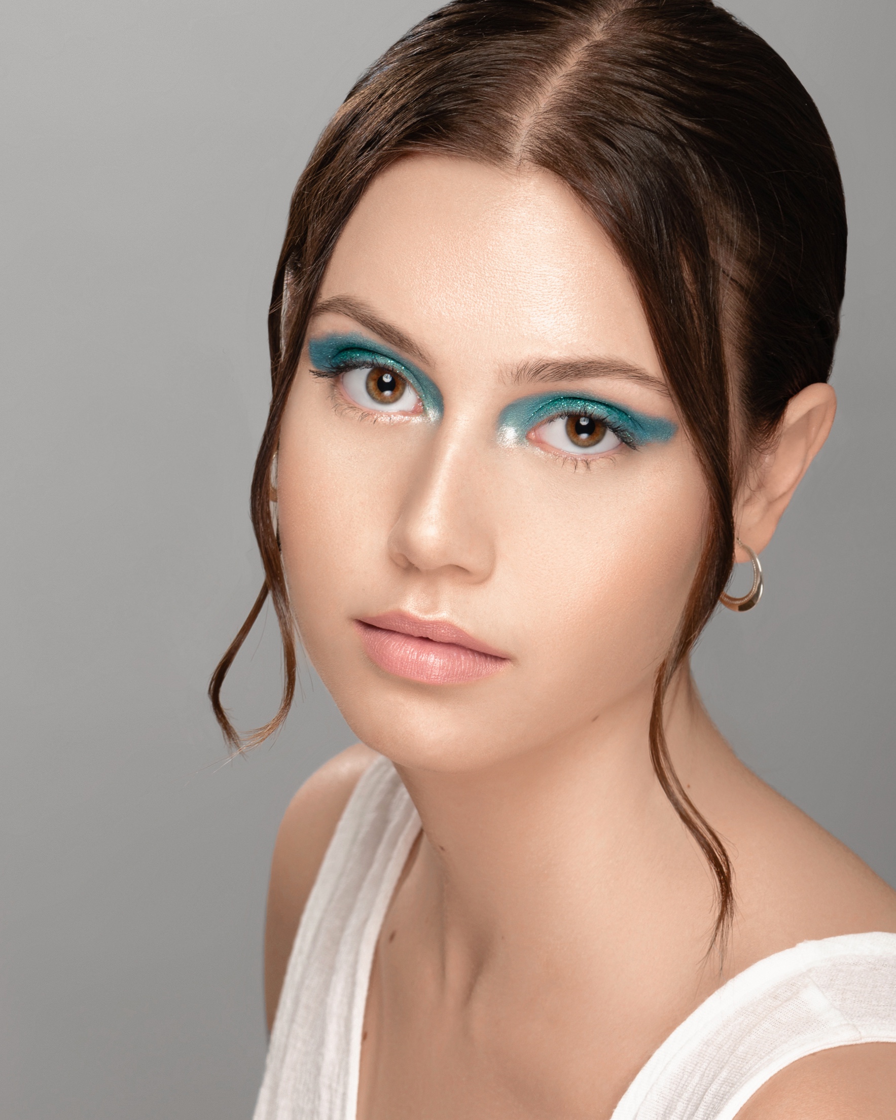 Blue Shimmer &amp; Glitter Eye with Natural Lip (Copy)