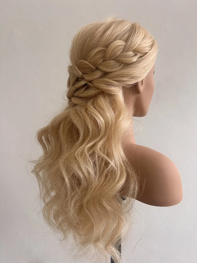 Side View of Bridal Glam Wave Hair with Braid (Copy)