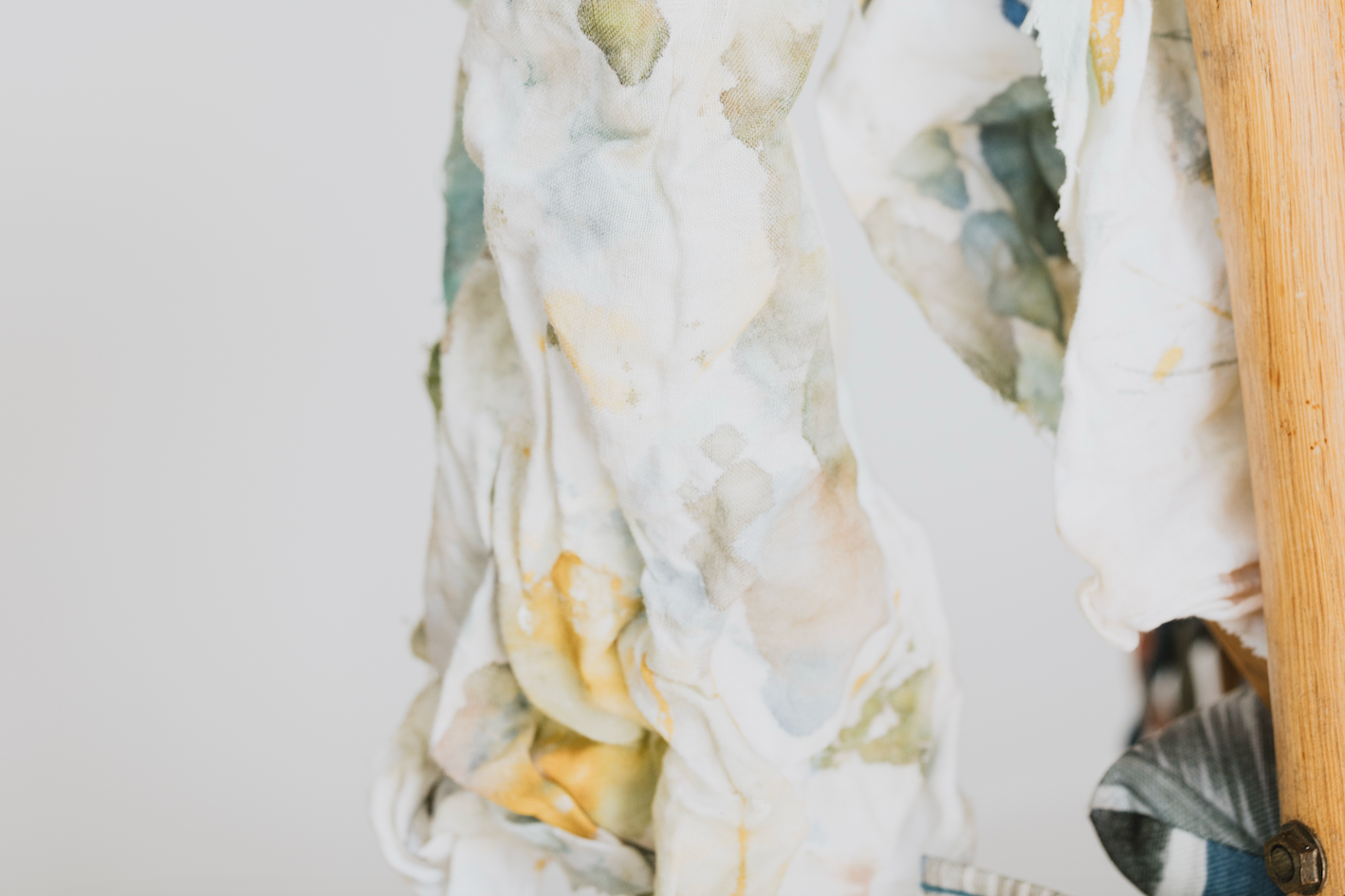 Close-up of a crumpled, painting rag from the art studio of Nicky Scoltock in Auckland