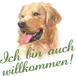 Lustiger Hund mit braunem Fell und offenem Maul, der nach rechts schaut, vor einem grünen Hintergrund