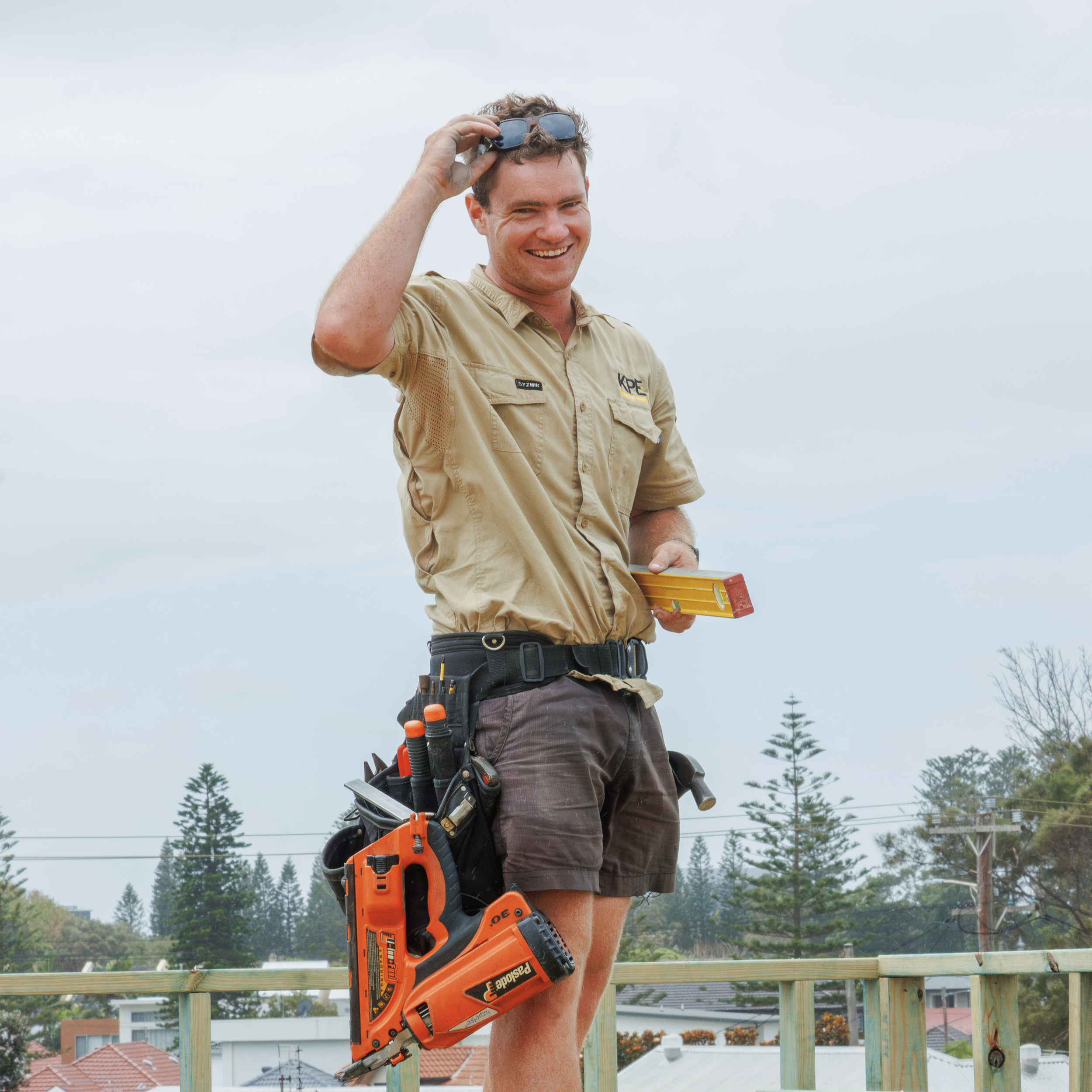 Jarrod, a Newcastle builder, on-site working on custom houses in the Hunter region.