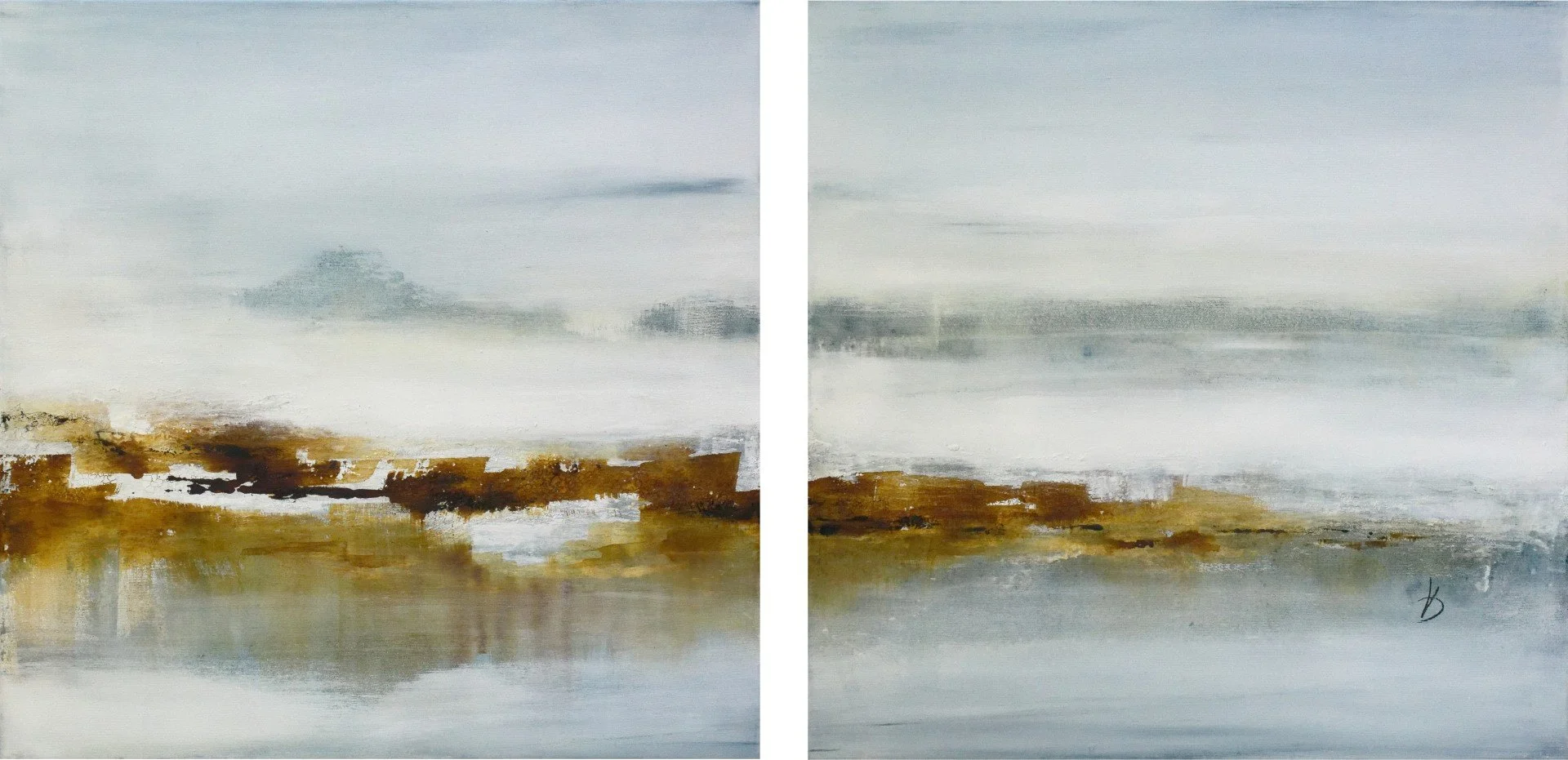 Originalkunstwerk "wide open", 2 x 60x60 cm, abstrakt, 2-teilig, Landschaft