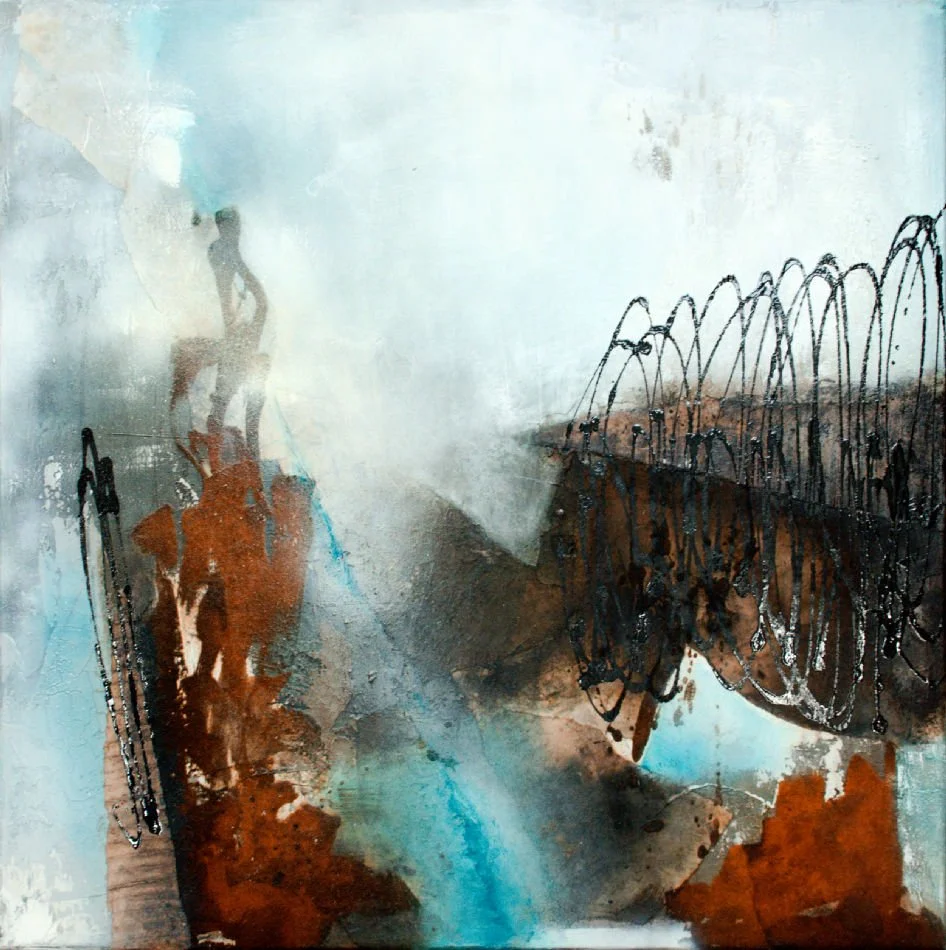 Originalkunstwerk "higher", 90x90 cm, abstrakt, mit Rost