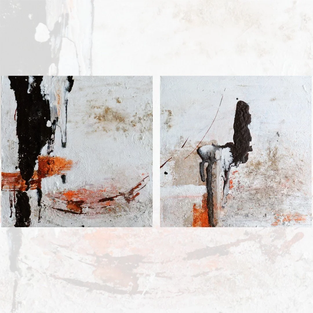 Originalkunstwerk "coffee", 2 x 25x25 cm, abstrakt, 2-teilig